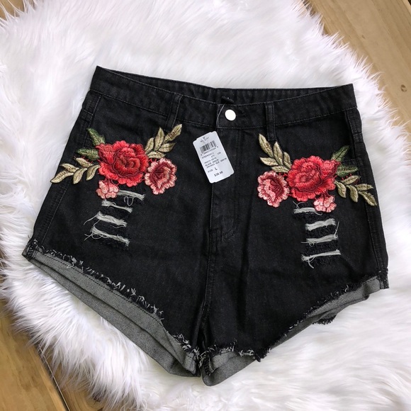 Windsor Pants - Floral Patchwork Black Jean Shorts Windsor Large
